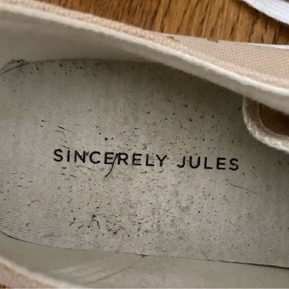Sincerely Jules tan canvas sneakers with white rubber lug sole size 9 - Picture 4 of 9